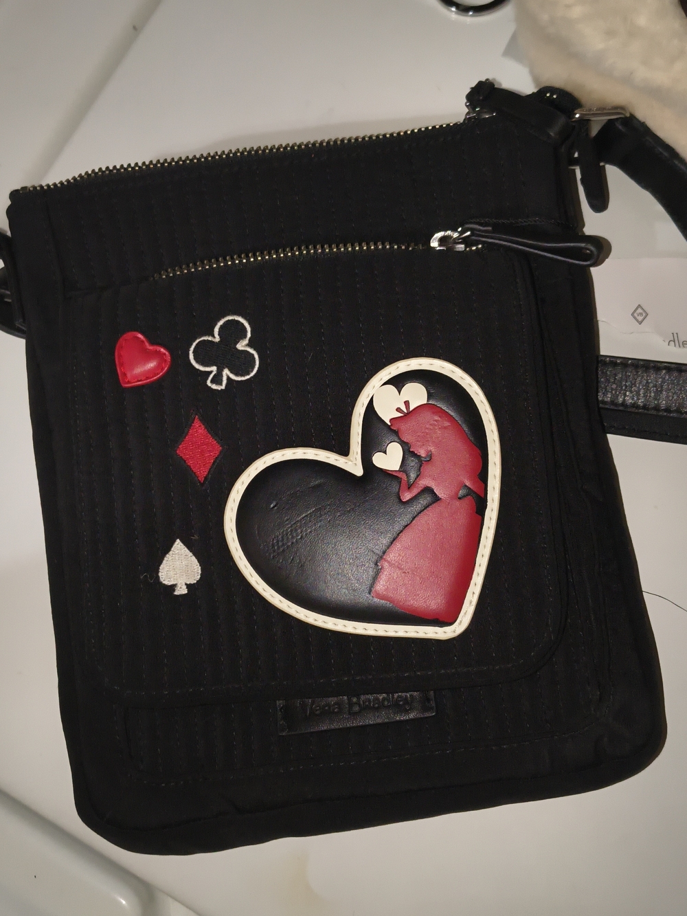 Black Vera Bradley Crossbody Bag with Red Heart Silhouette Accent